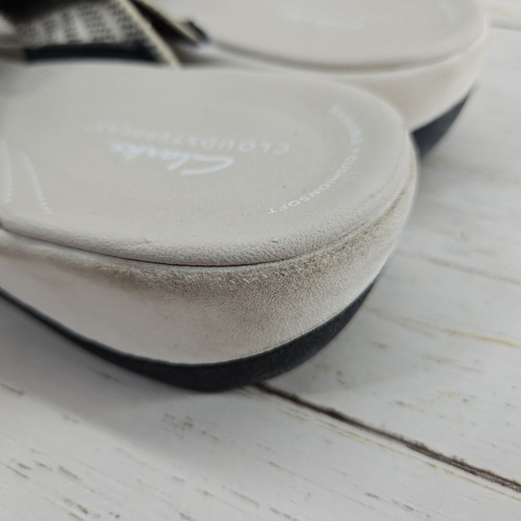 Clarks‎ Cloudsteppers Arla Wave Womens 9.5 Black Tan Combi Woven Slide Sandals - Picture 2 of 11